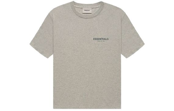 Fear of God Essentials FW21 SS Tee Dark Heather Oatmeal Logo T