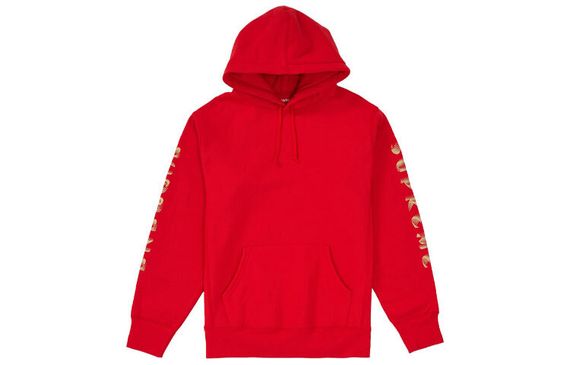 Supreme FW18 Gradient Sleeve Hooded Sweatshirt Red Logo