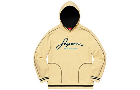 Supreme SS19 Contrast Embroidered Hooded Sweatshirt