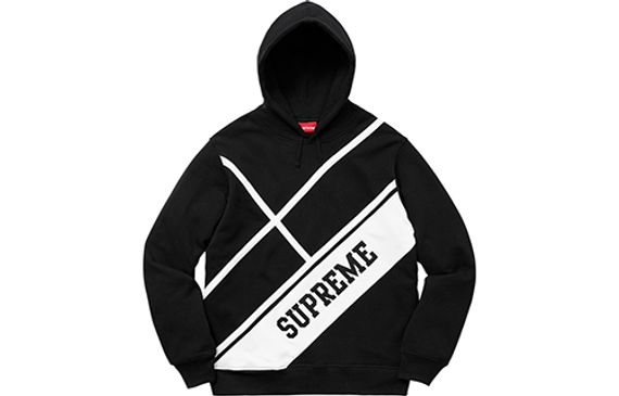 Supreme SS18 Diagonal Hooded Sweatshirt Black Logo