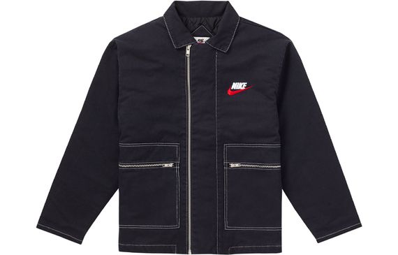 Supreme FW18 x Nike Double Zip Quilted Work Jacket Black Logo