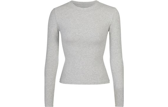 SKIMS COTTON JERSEY T LIGHT HEATHER GREY/