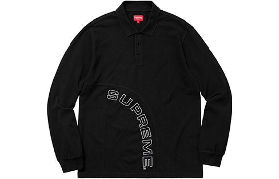 Supreme SS18 Corner Arc L/S Polo Black Logo polo