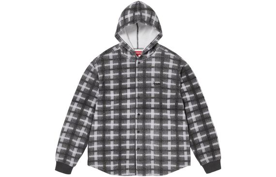 Supreme FW23 WEEK14 HOODED PLAID KNIT SHIRT