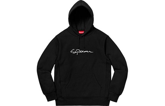 Supreme FW18 Classic Script Hooded Sweatshirt Black Logo