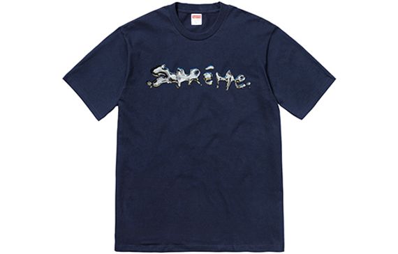 Supreme FW18 Liquid Tee Navy Logo T
