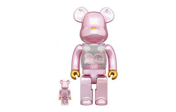 BE@RBRICK 100%400% 2G PINK GOLD CHROME 28cm/7cm