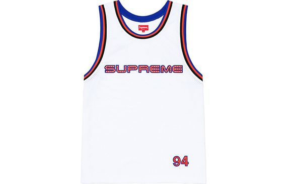 Supreme SS19 Rhinestone Basketball Jersey logo
