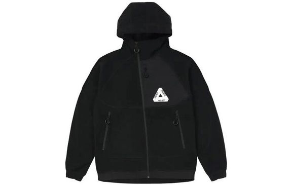 PALACE FW21 Polar Fleece Asymmetric Jacket Black Logo