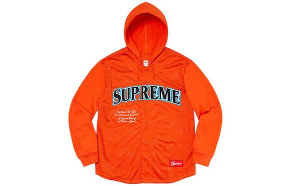 Supreme SS20 Week 4 Mesh Hooded L/S Baseball Jersey