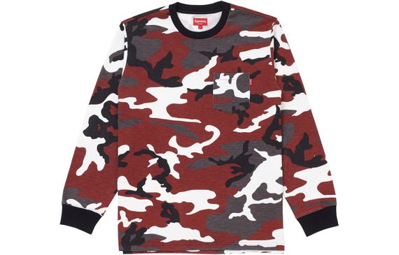 Supreme FW18 L/S Pocket Tee Red Camo T
