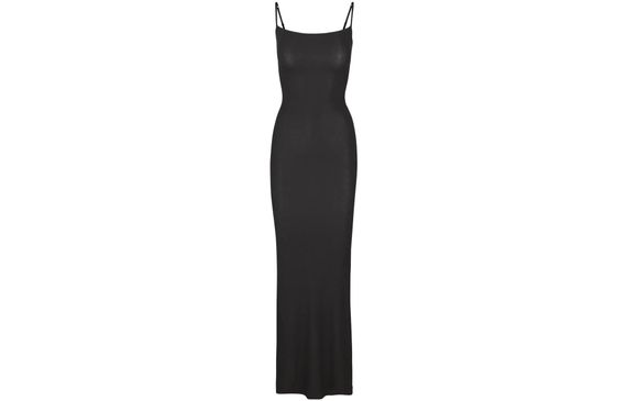 SKIMS SOFT LOUNGE LONG SLIP DRESS ONYX/