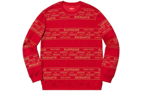 Supreme SS19 Metallic Jacquard Crewneck Red