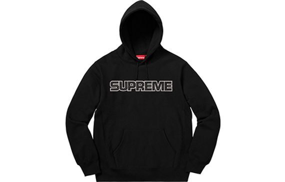 Supreme FW18 Perforated Leather Hooded Sweatshirt Black Logo