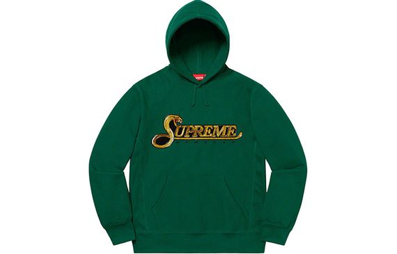 Supreme FW19 Week 8 Sequin Viper Hooded Sweatshirt