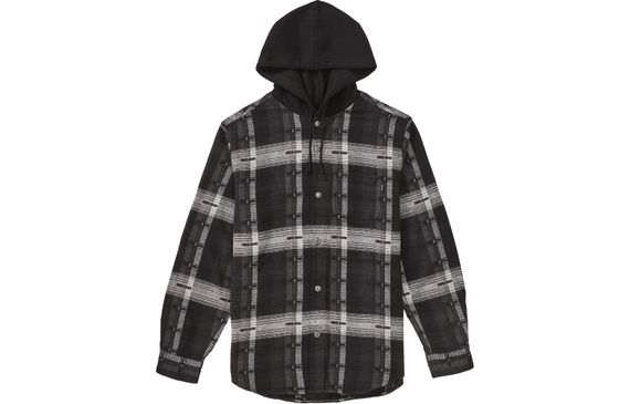 Supreme FW18 Hooded Jacquard Flannel Shirt Black