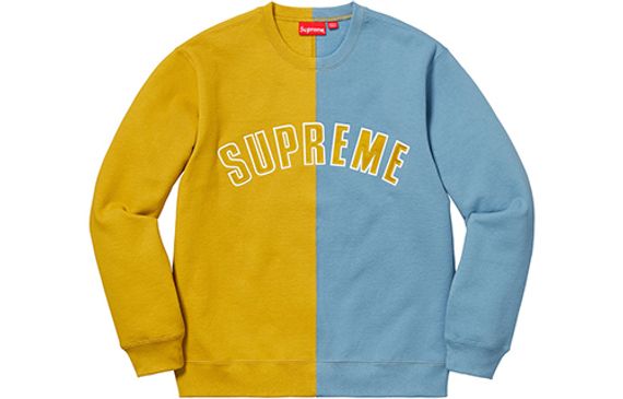 Supreme FW18 Split Crewneck Sweatshirt Mustard