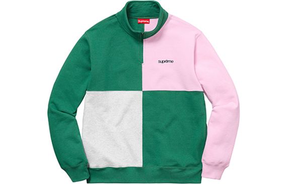 Supreme SS18 Color Blocked Half Zip Sweatshirt Light Pine