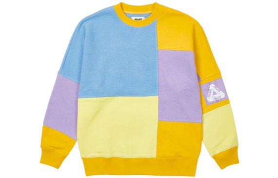 PALACE SS22 Colour Block Crew Blue/Orange/Lilac Logo