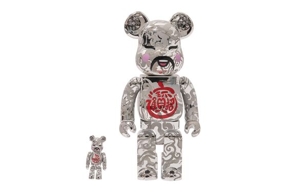 BE@RBRICK x ACU x JAHAN LOH god of wealth silver 1000%400%100%
