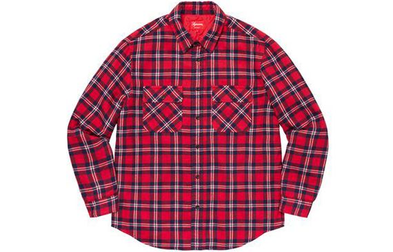 Supreme FW19 Week 17 Arc Logo Quilted Flannel Shirt logo
