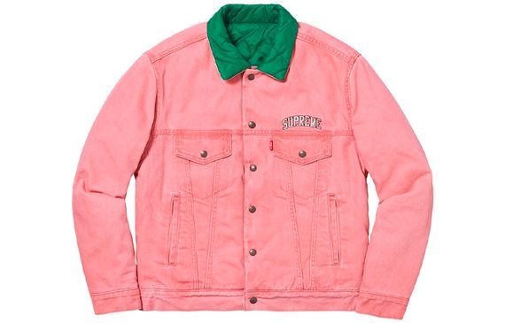Supreme FW18 x Levs Quilted Reversible Trucker Jacket Pink