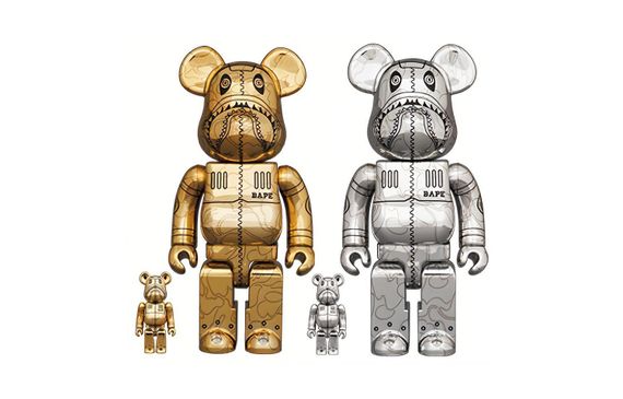 BE@RBRICK x SORAYAMA x BAPE(R) 1000%400%100% CAMO SHARK / 7cm/28cm