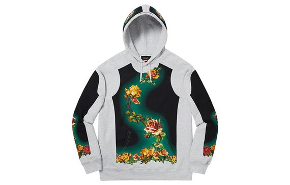 Supreme SS19 x Jean Paul Gaultier Floral Print Hooded Sweatshirt Grey