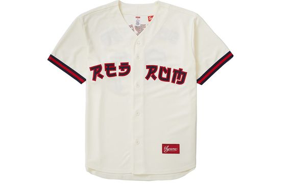 Supreme SS19 Red Rum Baseball Jersey White