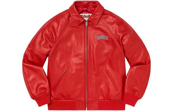 Supreme FW19 Week 1 x Martin Wong x Supreme Schott 8-Ball Leather Varsity Jacket