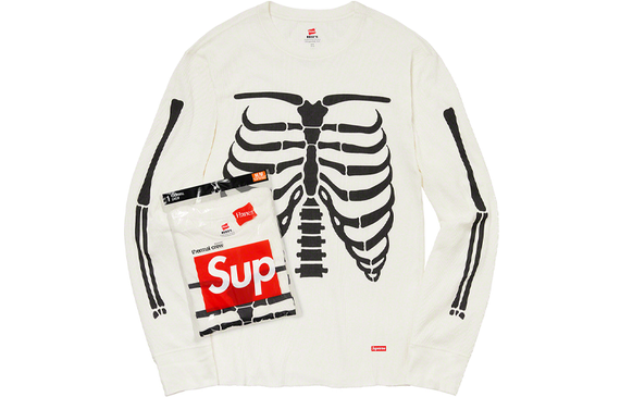 Supreme Week 15 x Hanes x Bones Thermal Crew （1 Pack） Logo T