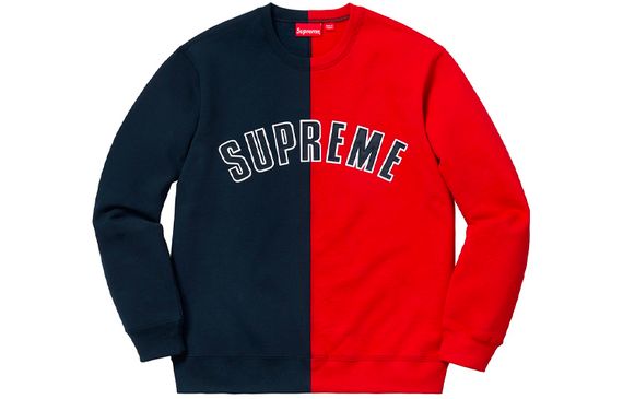 Supreme FW18 Split Crewneck Sweatshirt Navy