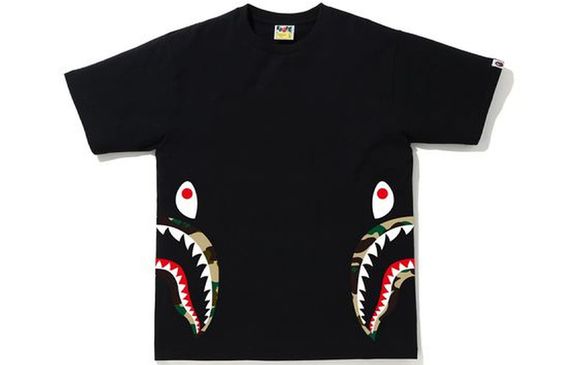 A BATHING APE Camo Side Shark Tee T