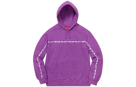 Supreme FW18 Text Stripe Hooded Sweatshirt Violet