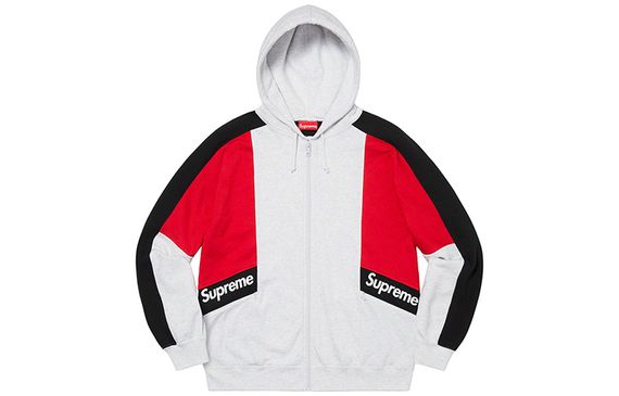 Supreme SS20 Week 3 Color Blocked Zip Up Hooded Sweatshirt