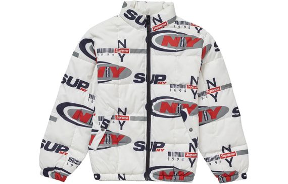 Supreme FW18 NY Reversible Puffy Jacket White