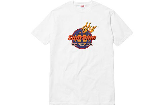 Supreme FW17 Fire Tee White LOGO T