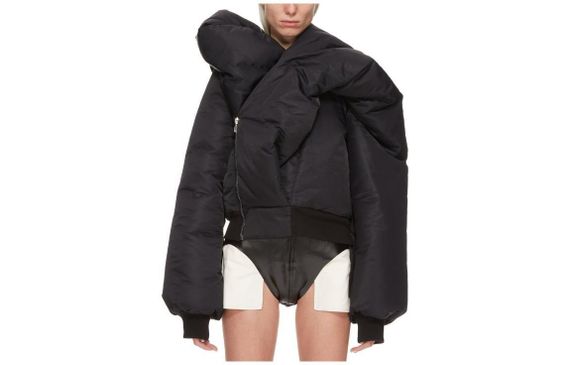 Rick Owens DRKSHDW FW23 Luxor Doll Bomber In Black And Pale Green Recycled Bomber
