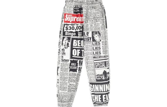 Supreme FW18 Newsprint Skate Pant White
