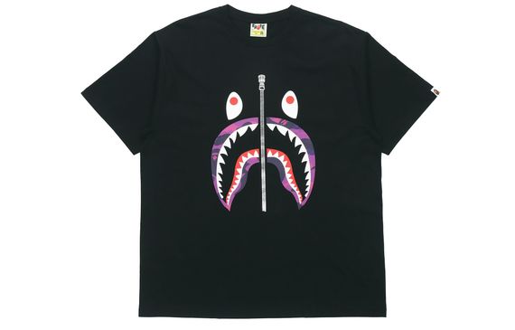 A BATHING APE Color Camo Shark Tee Black/Purple T