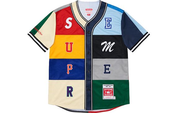 Supreme FW21 Week 12 x Mitchell &amp; Ness Patchwork Baseball Jersey V