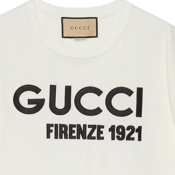 GUCCI Cotton Jersey T-Shirt With Embroidery Logo T