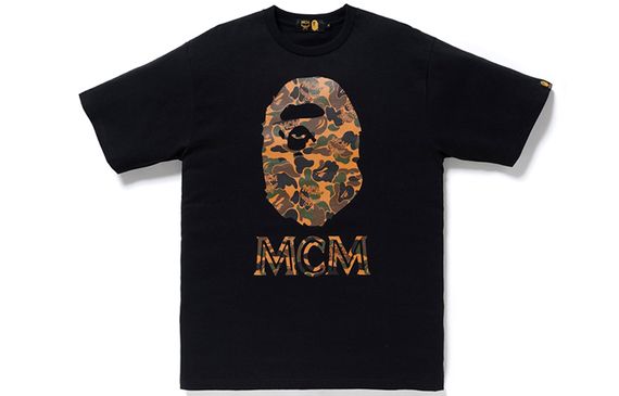 A BATHING APE x MCM Camo Ape Head T