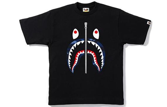 A BATHING APE Color Camo Shark Tee Black/Navy T