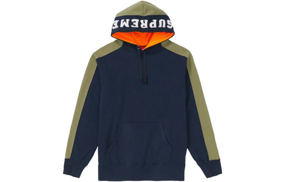 Supreme FW18 Paneled Hooded Sweatshirt Navy