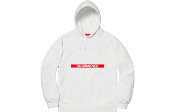 Supreme SS19 Zip Pouch Hooded Sweatshirt White Logo