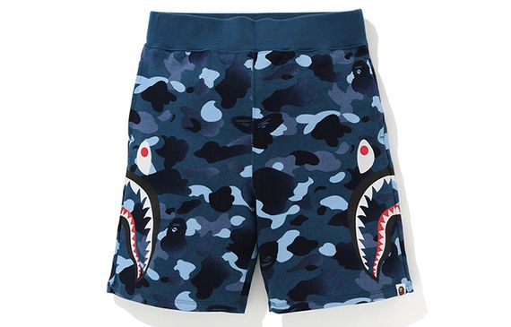 A BATHING APE Double Knit Side Shark Shorts Black