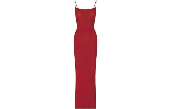SKIMS SOFT LOUNGE LONG SLIP DRESS BRICK/