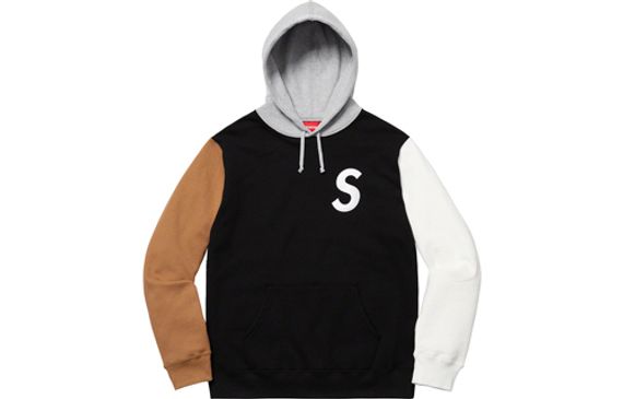 Supreme SS19 S Logo Colorblocked Hooded Sweatshirt Black S