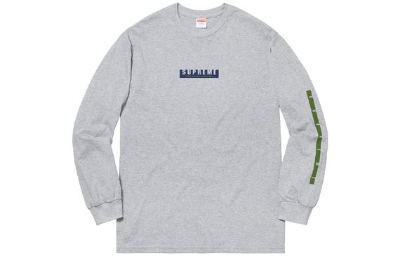 Supreme FW18 1994 L/S Tee Heather Grey Logo T